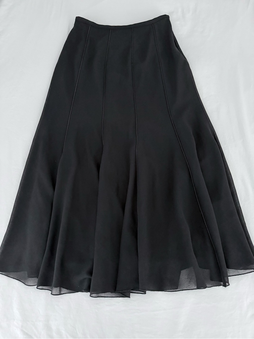 MSK Black Chiffon Godet Maxi Midi Skirt Lined Formal Whimsigoth Dark Romantic 8